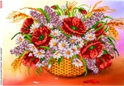 Схема вишивки бісером на габардині Польові квіти
