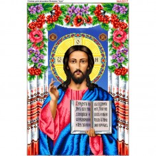 Схема вышивки бисером на габардине Иисус Христос Вседержитель  Biser-Art 40х60-А3017