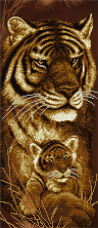 Схема для вышивки бисером на атласе Мамина любовь. Тигры А-строчка АХ2-066