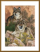 Набор для вышивки крестиком на канве с фоновым изображением Волчья сиеста 