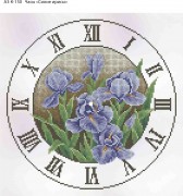 Схема для вышивки бисером на габардине Часы Синие Ирисы
