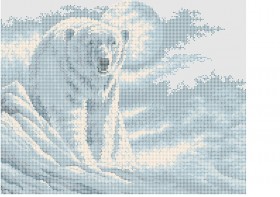 Схема вышивки бисером на габардине Белый медведь