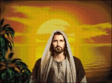 Схема вышивки бисером на габардине Ісус на заході сонця Эдельвейс С-254