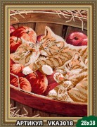 Рисунок на ткани для вышивки бисером Котята в корзинке