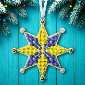 Набор для вышивки бисером по дереву Волшебная страна Елочная игрушка - Украинская звезда FLK-599 Набор для вышивки бисером по дереву Волшебная страна Елочная игрушка - Украинская звезда FLK-599
