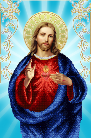 Схема для вышивки бисером на атласе Святое сердце Иисуса А-строчка АХ2-027 - 188.00грн.
