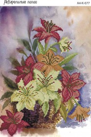 Схема для вышивки бисером на габардине Акварельные лилии