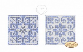 Схема для вышивки бисером на на габардине Бискорню Голубая снежинка