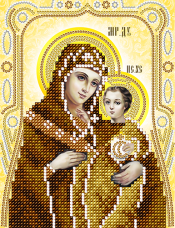 Схема для вышивки бисером на атласе Вифлеемская Икона Божьей Матери (золото) А-строчка Ас5-112