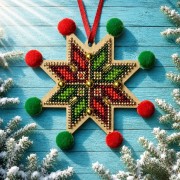 Набір для вишивки бісером по дереву Wonderland Crafts Ялинкова іграшка - Святкове сяйво FLK-623