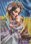 Схема вишивки бісером на габардині Мати й немовля