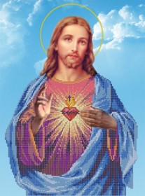 Схема для вышивки бисером на габардине Иисус Картины бисером S-174 - 242.00грн.