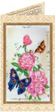 Набор - открытка для вышивки бисером Цветы и бабочки Абрис Арт АО-130