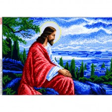 Схема вышивки бисером на габардине Ісус в Єрусалимі Biser-Art 30х40-599