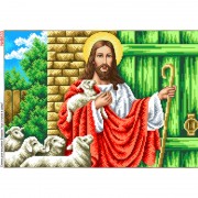 Схема вышивки бисером на габардине Иисус стучит в дверь 