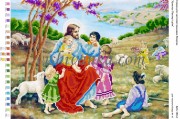 Схема для вышивки бисером на атласе Христос Пастир і діти