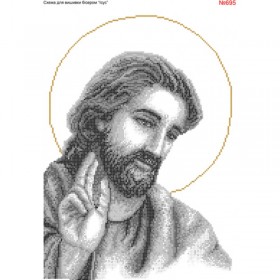 Схема вышивки бисером на габардине Иисус