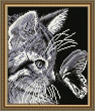 Набор для выкладки алмазной мозаикой Кот с бабочкой Art Solo АТ5512