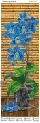 Схема вышивки бисером на габардине Панно Орхидея синяя
