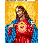 Схема вышивки бисером на габардине Сердце Иисуса
