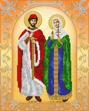 Рисунок на ткани для вышивки бисером Святые мученики Пётр и Февронья (золото) А-строчка АС3-014