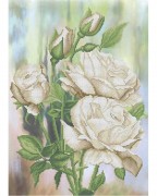 Схема вышивки бисером на габардине Белые розы