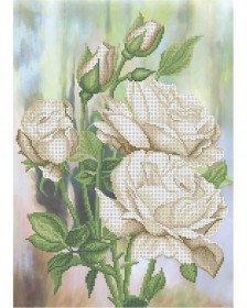 Схема вышивки бисером на габардине Белые розы Акорнс А3-К-812 - 96.00грн.