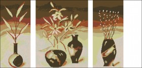 Схема вышивки бисером на габардине Триптих Цветы в вазе Эдельвейс ТС2-14 - 327.00грн.