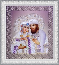 Набор для вышивки бисером Святые Петр и Феврония (жемчуг) серебро Картины бисером Р-388