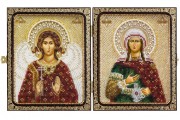 Набор для вышивки иконы бисером в рамке-складне Св. Прп. Светлана (Фотиния) и Ангел Хранитель