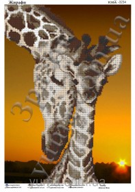 Схема вышивки бисером на габардине Жирафы