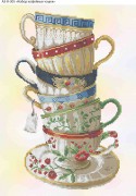 Схема для вышивки бисером на габардине Набор кофейных чашечек