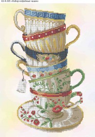 Схема для вышивки бисером на габардине Набор кофейных чашечек Акорнс А3-К-305 - 96.00грн.