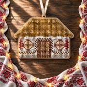Набір для вишивки бісером по дереву Wonderland Crafts Ялинкова іграшка - Різдвяна хатинка FLK-637