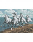 Схема вишивкі бісером на габардині Бегущие лошади