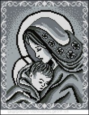 Схема вышивки бисером на габардине Мадонна та дитя Эдельвейс  А-4-001