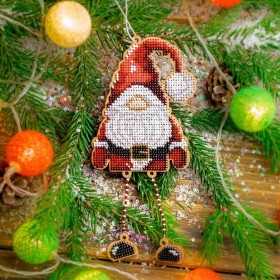 Набор для вышивки бисером по дереву Санта 