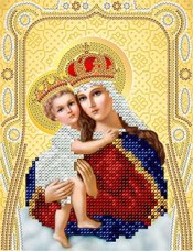 Схема для вышивки бисером на атласе Богородица с младенцем А-строчка АС5-089