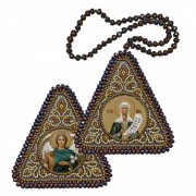 Набор для вышивания бисером двухсторонней иконы оберега Св. Мц. Дария (Дарья) и Архангел Гавриил