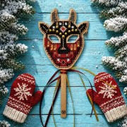 Набір для вишивки бісером по дереву Wonderland Crafts Маска чорта. Святковий бешкетник FLK-628