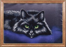 Схема для вышивки бисером на атласе Чёрный кот Магия канвы КС-014 МК