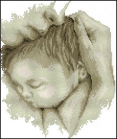 Схема вышивки бисером на габардине  Мать и дитя