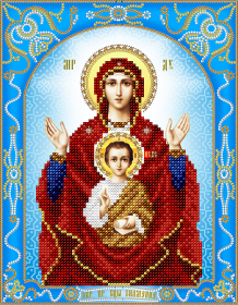 Схема для вышивки бисером на атласе Икона Божьей Матери Знамение