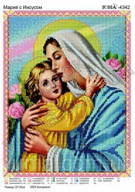 Схема вышивки бисером на габардине Мария с Иисусом 