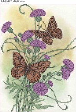Схема для вышивки бисером на габардине Бабочки