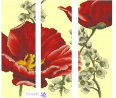 Схема вышивки бисером на габардине Триптих Цветы 2 Эдельвейс ТС-02