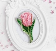 Брошка для вышивки Розовый тюльпан