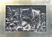 Набор для вышивки бисером на габардине Лунный кот