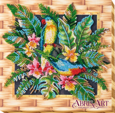 Набор-миди для вышивки бисером на натуральном художественном холсте Попугаи лори Абрис Арт АМВ-029