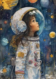 Схема для вышивки бисером Девочка астронавт